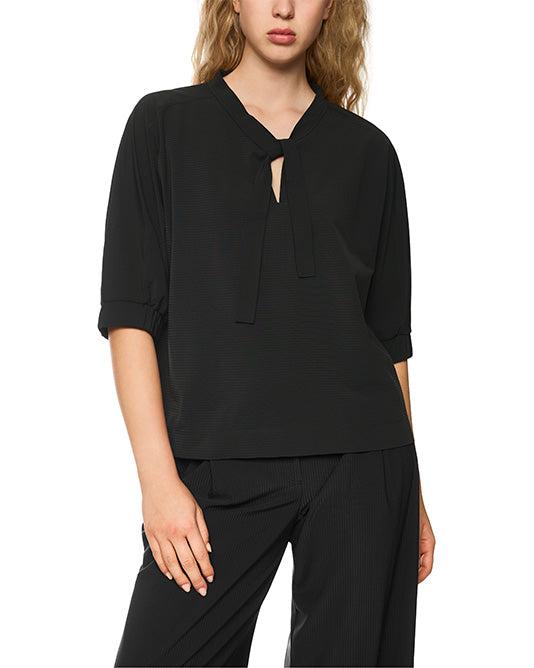 Ribbed Jersey Top & Pant Set in Black