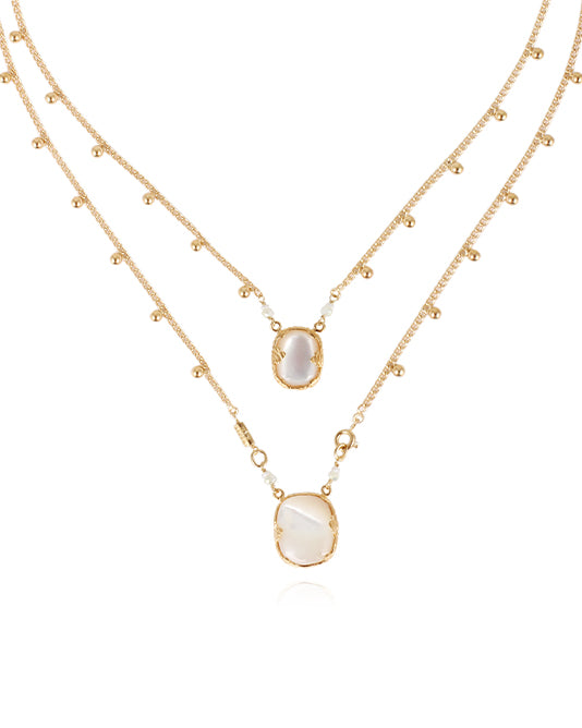 Mother of Pearl Double Chain Necklace
