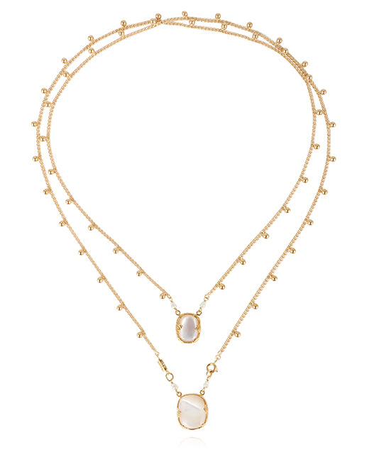 Mother of Pearl Double Chain Necklace