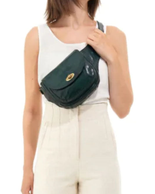 Crossbody Belt Bag in GREEN & BLUE