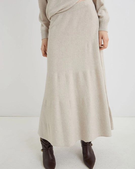 Asymmetric Sweater and Long A Line Knitted Skirt
