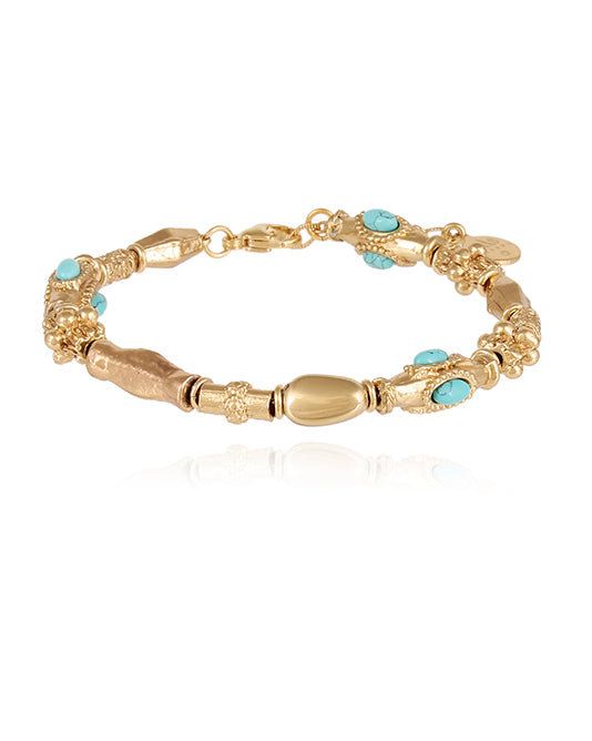Gold Bracelet with Cabochon Stones