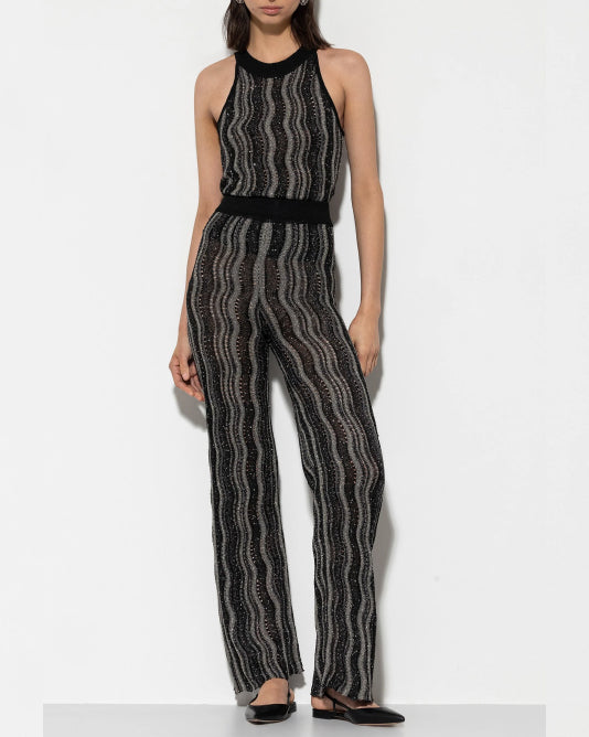 Sequin Knit Stripe Pant