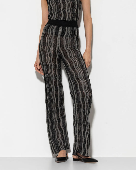 Sequin Knit Stripe Pant