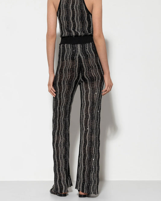 Sequin Knit Stripe Pant