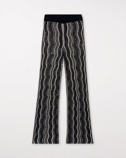 Sequin Knit Stripe Pant