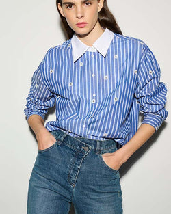 LAST ONE Striped and Sequinned Shirt