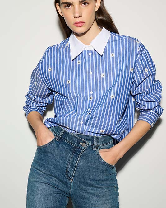 LAST ONE Striped and Sequinned Shirt