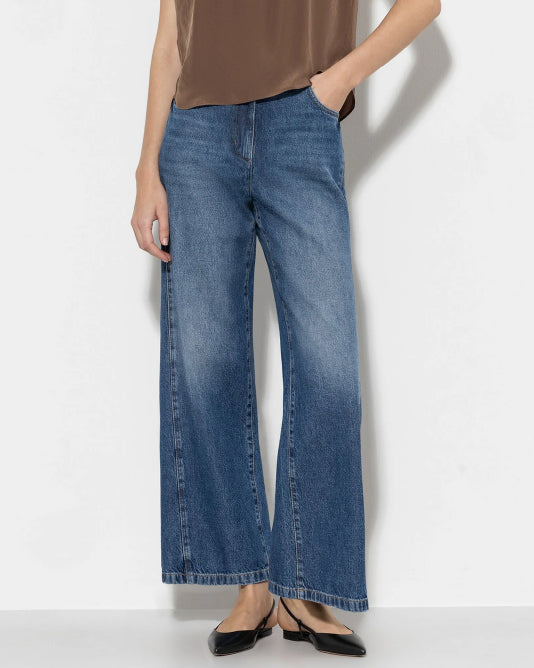 Super Soft Wide Leg Jean in Denim Blue