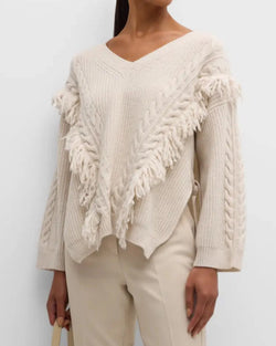 Norois Fringed V Neck Tabard Sweater