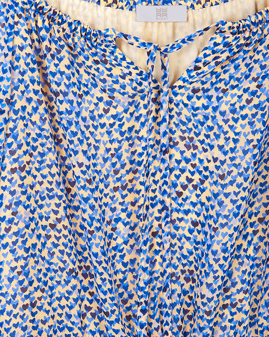 Heart Print Midi Off The Shoulder Dress