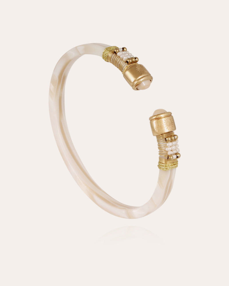 Sarina White Enamel/Gold Bracelet