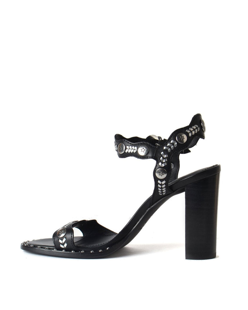 KARMA High Black Sandal with embellished silver detail