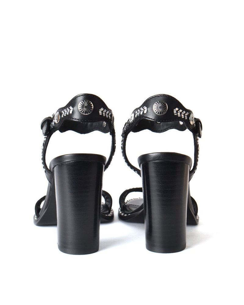 KARMA High Black Sandal with embellished silver detail