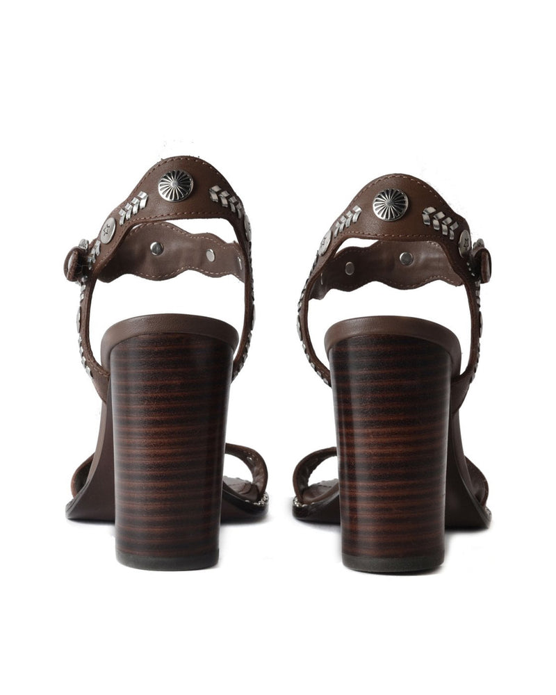 KARMA High Brown Sandal with embellished silver detail