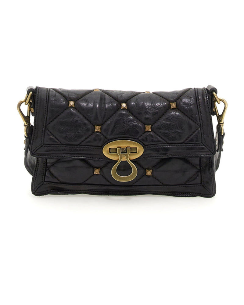 Quilted Stud Black Envelope Bag