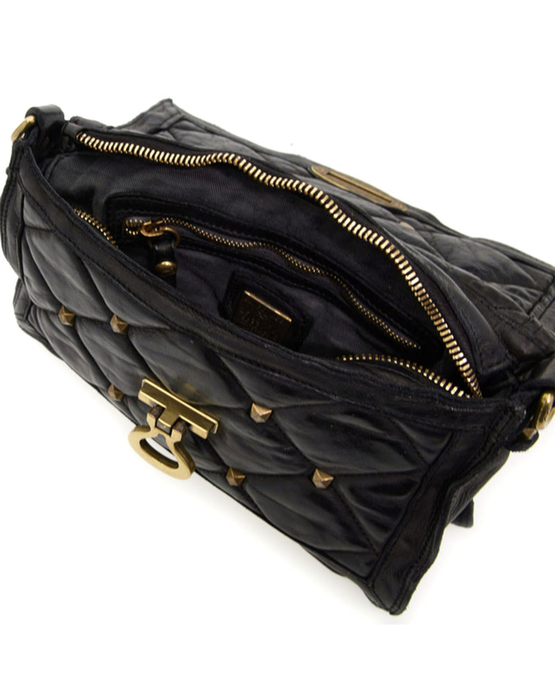 Quilted Stud Black Envelope Bag