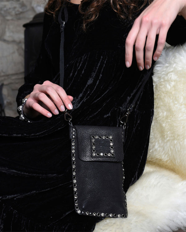 Diamante Black Crossbody Phone Bag