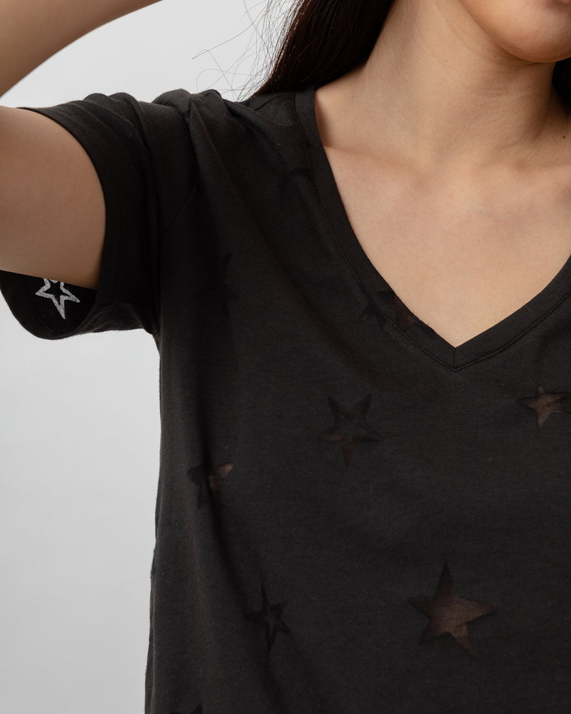 Black Star Burnout Design T-Shirt