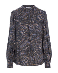 Cobra Print Blouse With Volume Sleeve