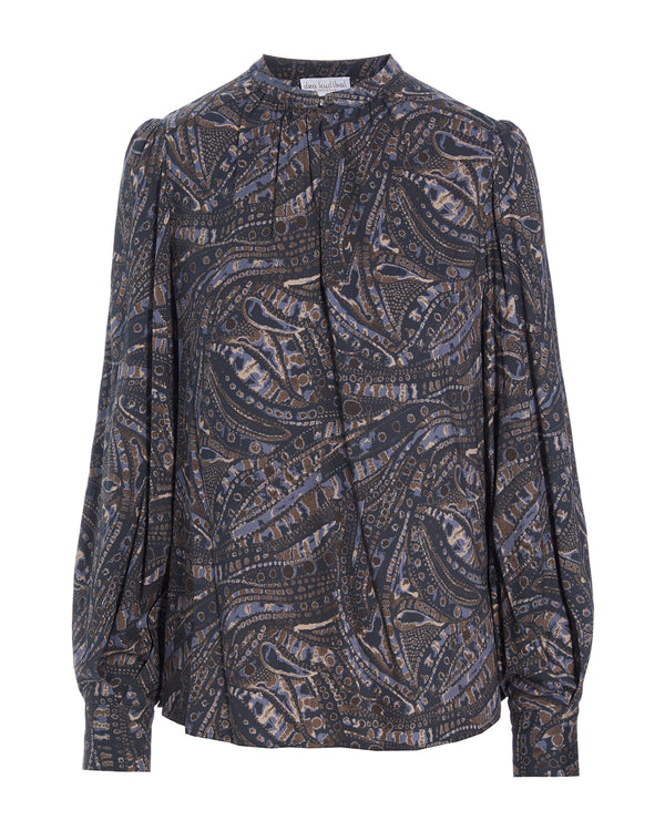 Cobra Print Blouse With Volume Sleeve