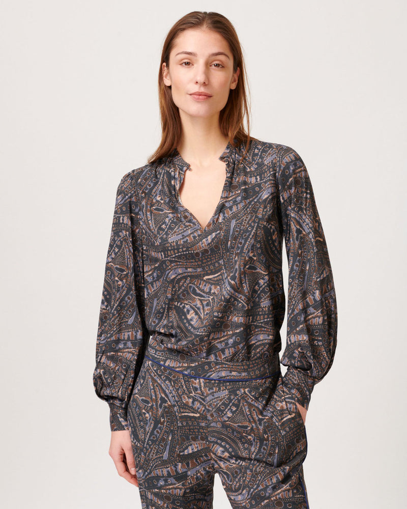 Cobra Print Blouse With Volume Sleeve