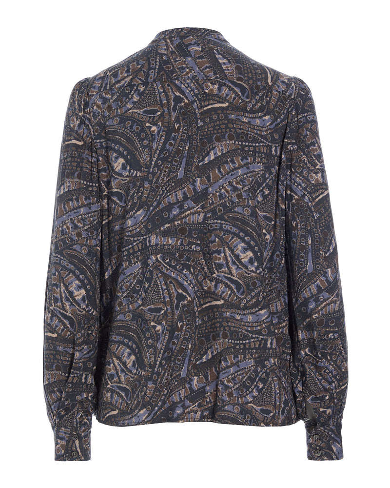 Cobra Print Blouse With Volume Sleeve