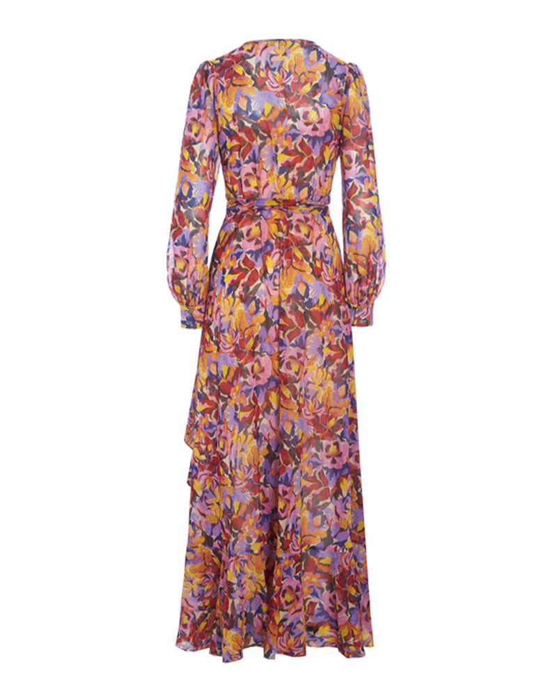 LAST ONE VIVIAN FLORAL MAGENTA WRAP DRESS