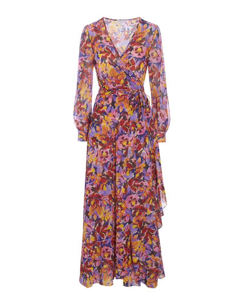 LAST ONE VIVIAN FLORAL MAGENTA WRAP DRESS