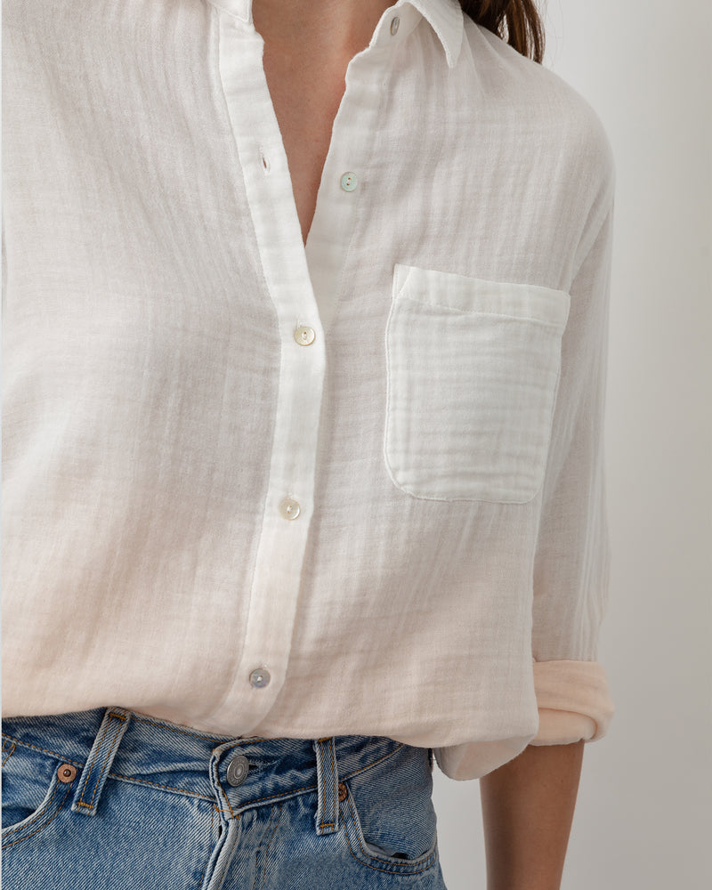 Soft Shirt With Blush Dipped Hem