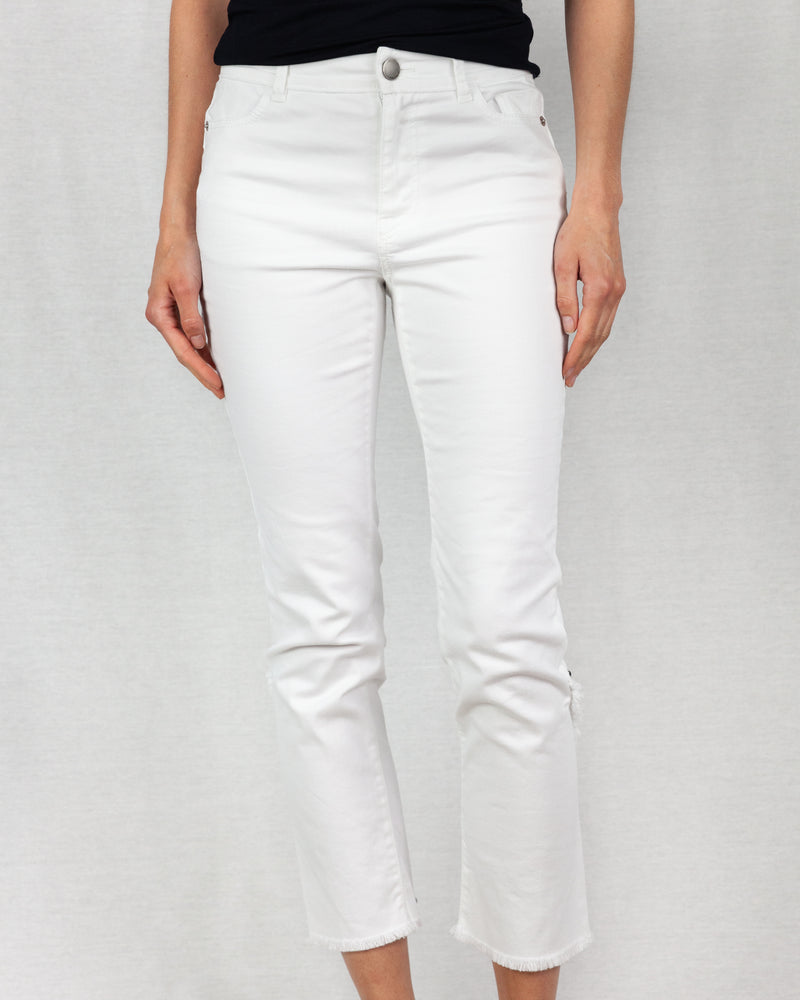 White Mid-rise cropped stretch jeans 