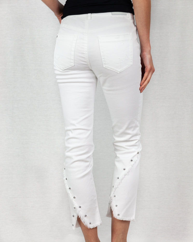 White Mid-rise cropped stretch jeans 