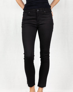 Black Cropped skinny jeans with frayed ankle hem