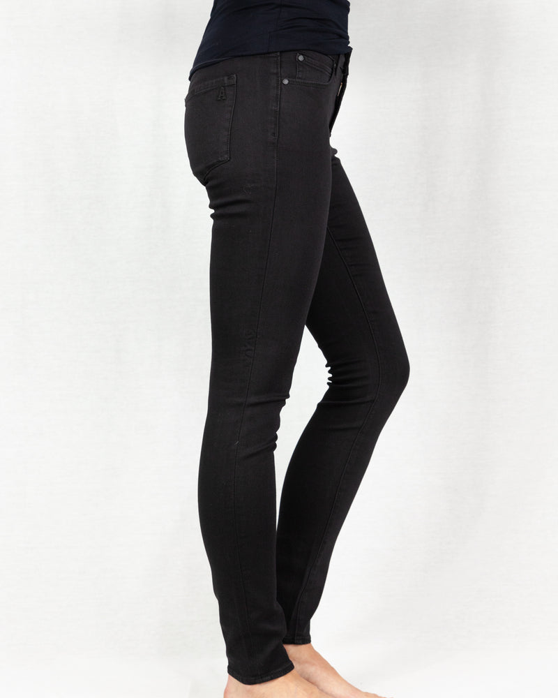 Black Mid-rise full-length skinny stretch cotton denim jean