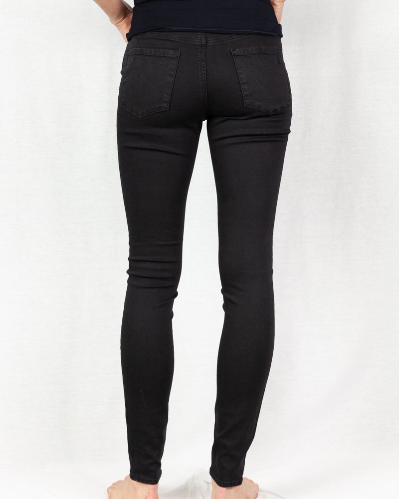 Black Mid-rise full-length skinny stretch cotton denim jean