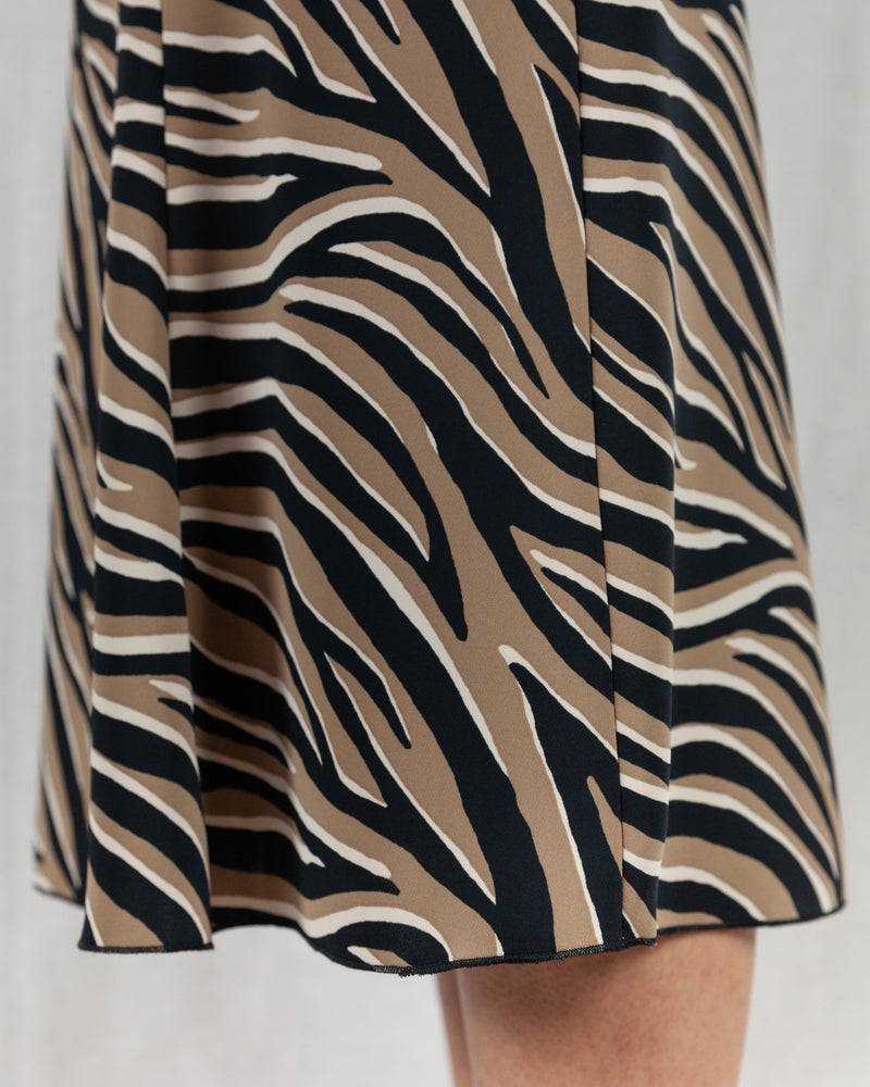 High waisted zebra stripe print midi skirt