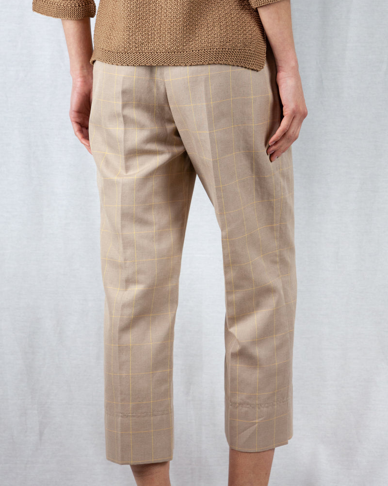 Beige high-waisted wide cropped pant