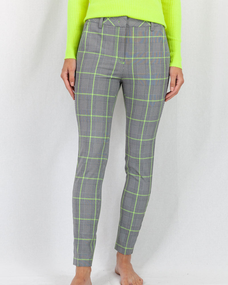 Cropped Check Pant With Neon