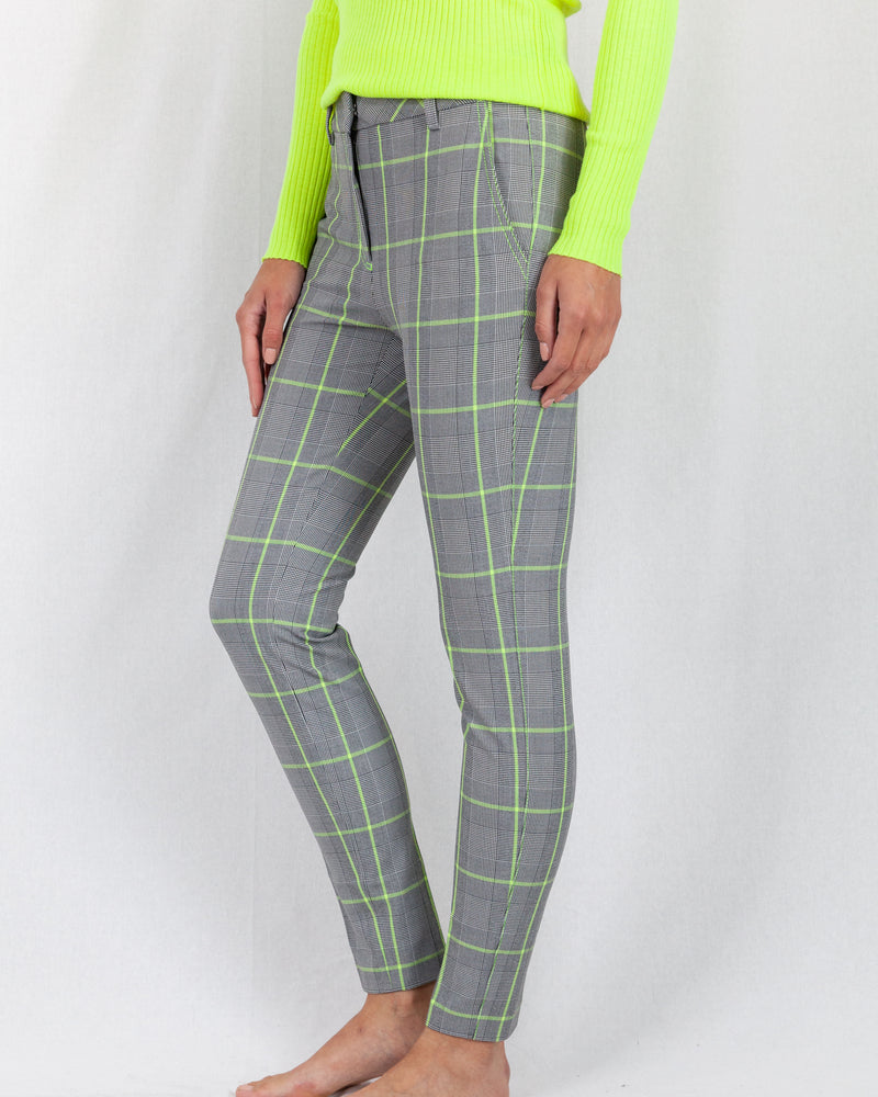 Cropped Check Pant With Neon