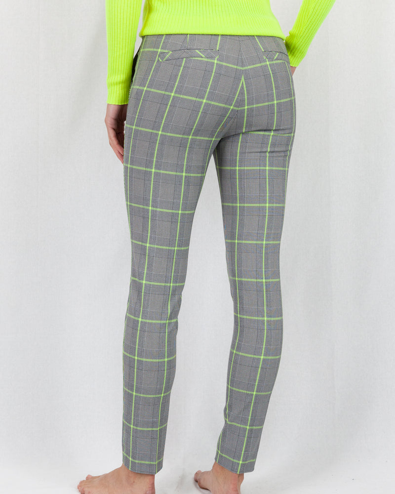 Cropped Check Pant With Neon