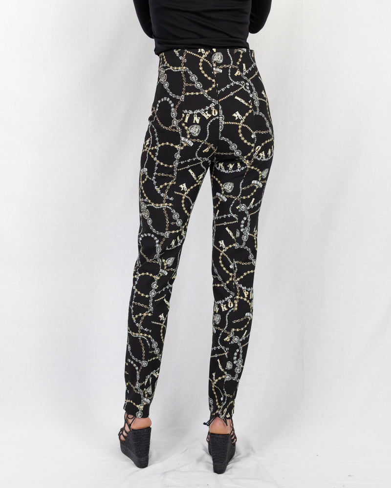 Chain Print High Waist Stretch Pant