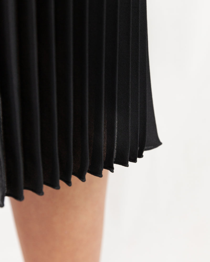 Black Pleated Midi Length Skirt