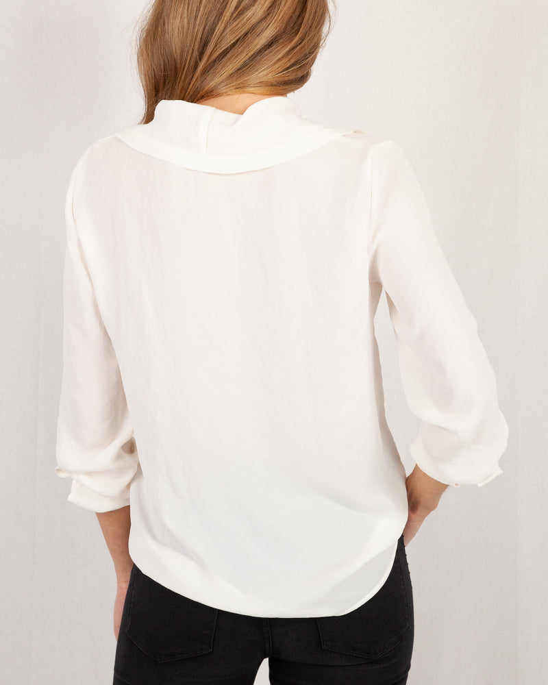 Ruffle V-Neck Blouse, With Relaxed Fit 
