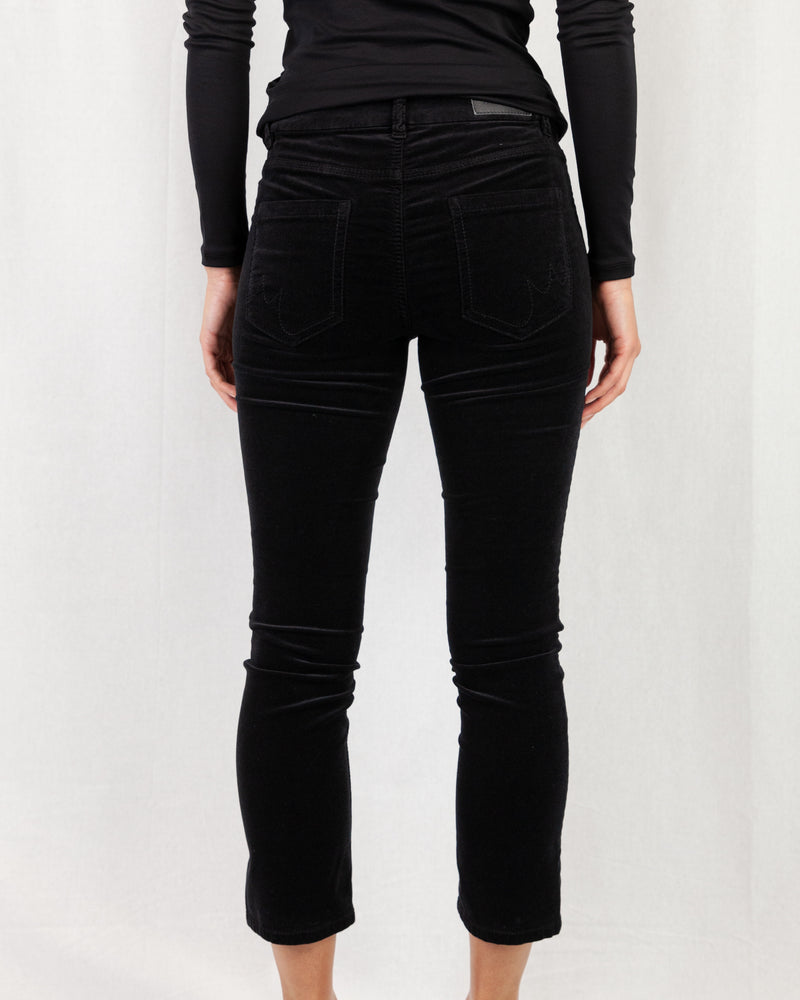 Cropped Velvet Jean With Stud Pockets