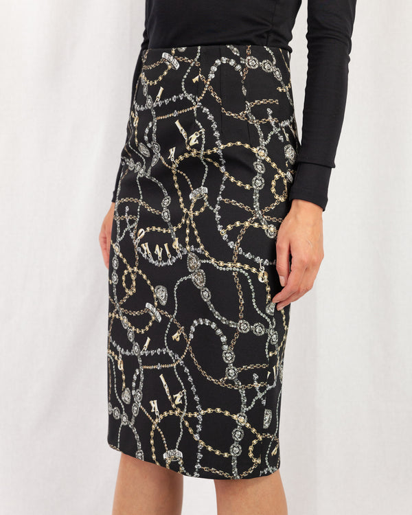 Chain Print Pencil Skirt