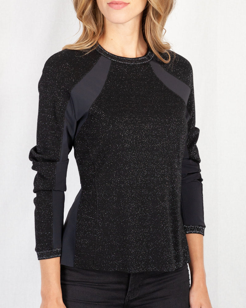 Lurex Knit Sweater With Stretch Inlays