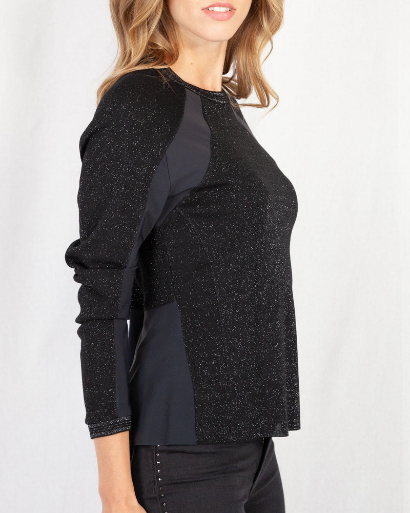 Side of Lurex Knit Sweater With Stretch Inlays