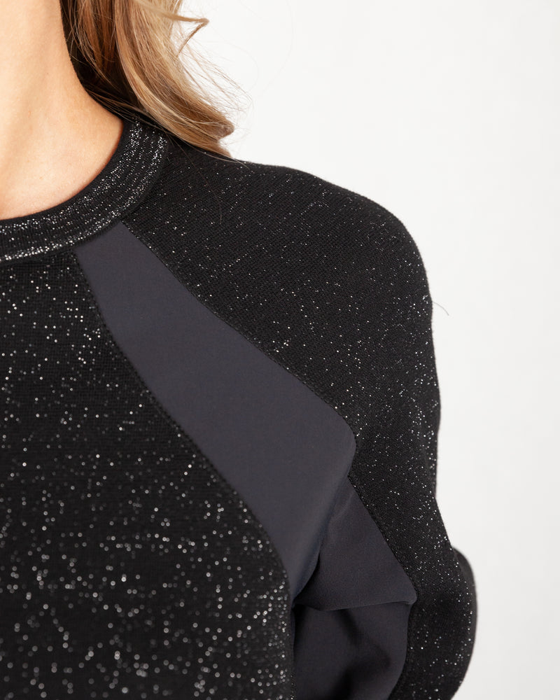 Close up of Lurex Knit Sweater With Stretch Inlays