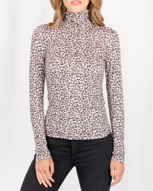 Leopard Print Roll Neck with Studs - Light