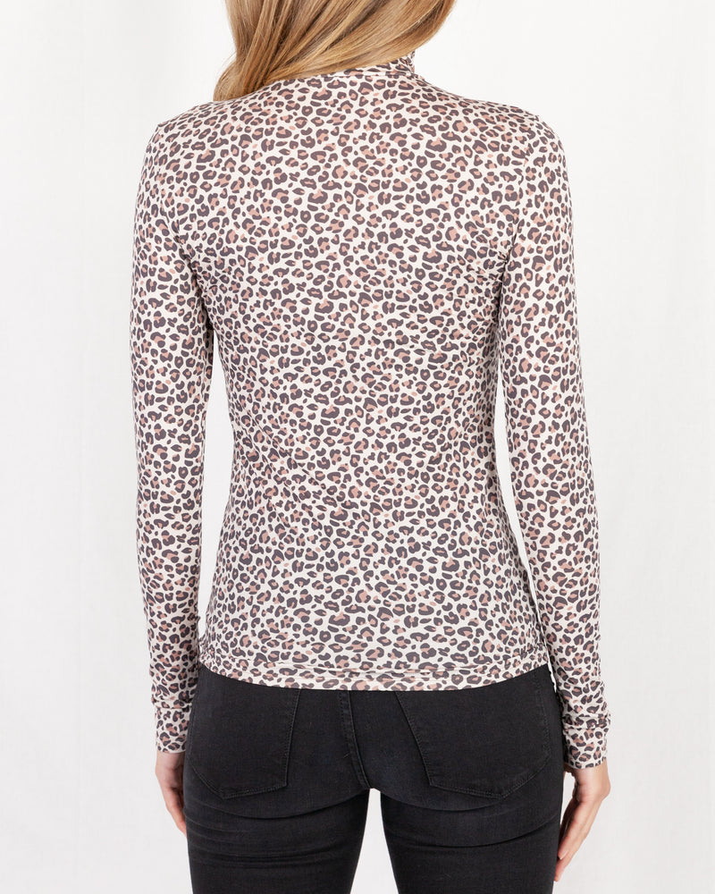 Back of Leopard Print Roll Neck with Studs - Light